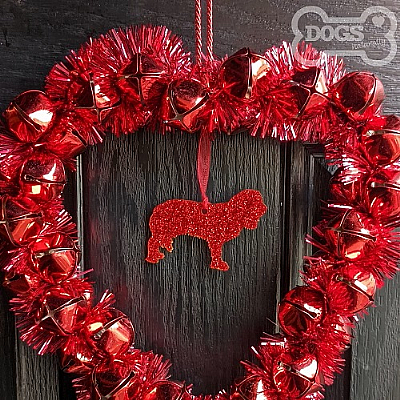 Bespoke Red Jingle Bell Dog Breed Christmas Wreath